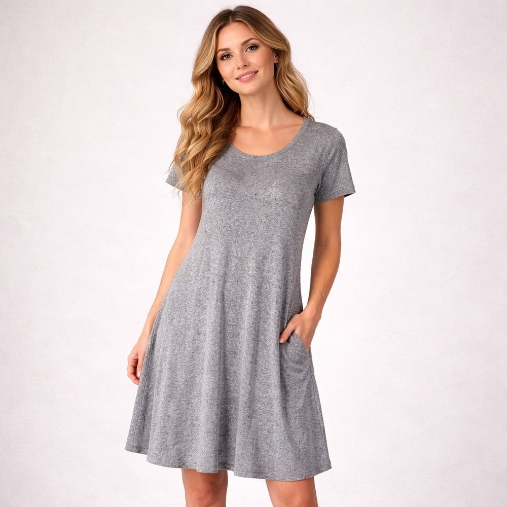 Gray Short Sleeve Dress